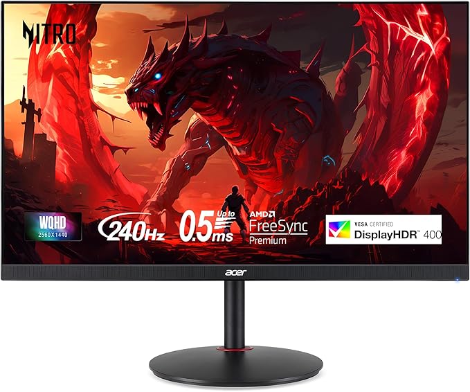 Monitor Acer Nitro 27 WQHD 2560 x 1440 PC Gaming IPS AMD FreeSync Premium | Up to 240Hz Refresh | Up to 0.5ms | DisplayHDR 400 | sRGB 99% | 1 x Display Port 1.4 &amp 2 x HDMI 2.1 | XV272U W2bmiiprx