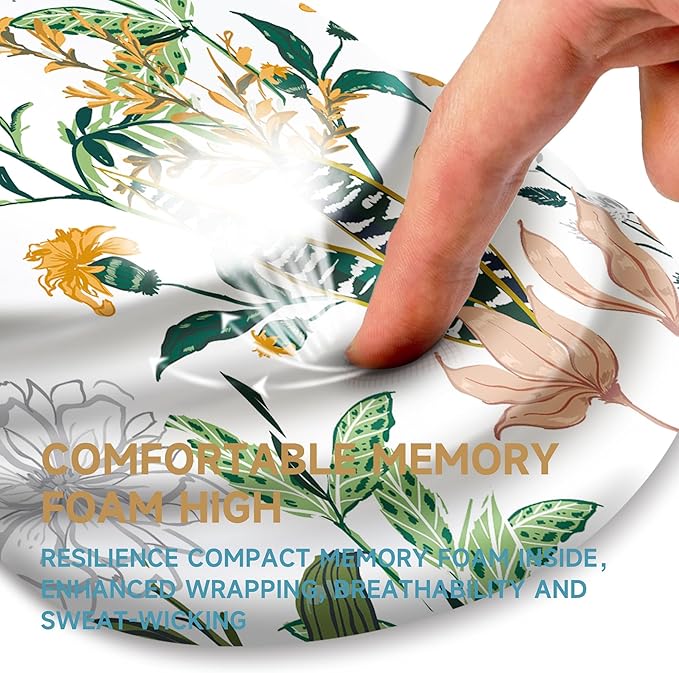 Ergonomic Mouse Pad with Wrist Rest SupportNon-Slip PU BaseMassage for Carpal Tunnel Pain ReliefMemory Foam Mousepad for HomeOfficeWork（Creamy Beautiful Floral）