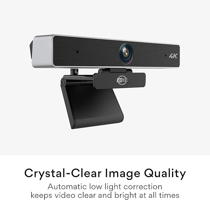 MEE Audio C11Z 4K Ultra HD Webcam with ANC Microphones 4X Digital Zoom Low Light Correction Wide Angle Lens and Privacy Cover for Zoom Video Conferencing on Computer PC Mac Laptop Desktop