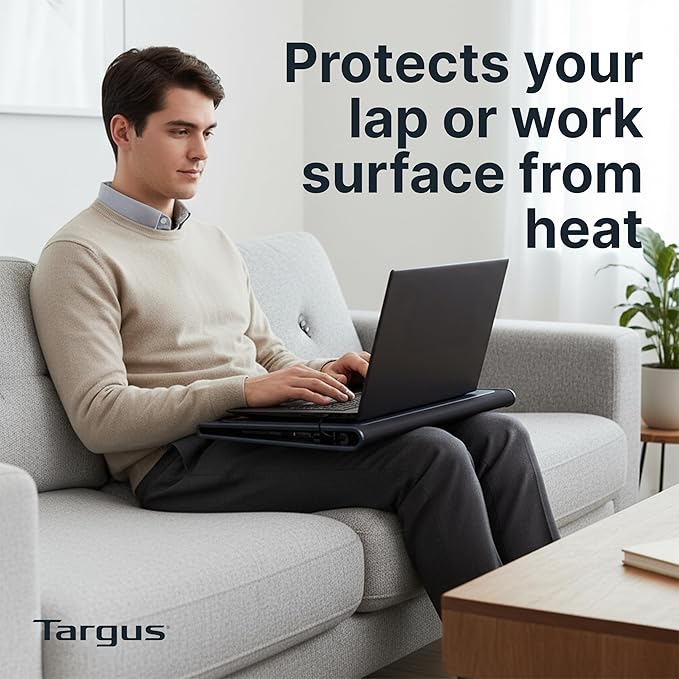 Targus 17 Inch Dual Fan Lap Chill Mat - Soft Neoprene Laptop Cooling Pad for Heat Protection Fits Most 17 Laptops and Smaller - USB-A Connected Dual Fans for Heat Dispersion (AWE55US)