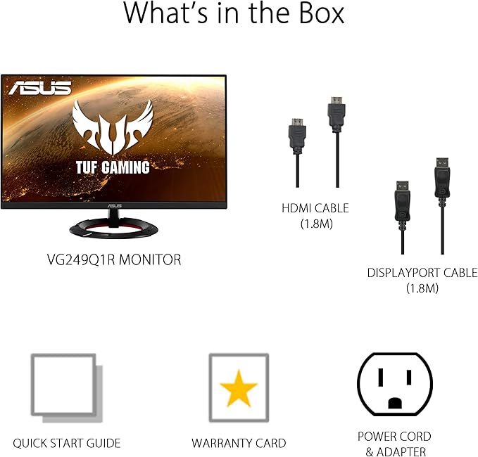 ASUS TUF Gaming 23.8” 1080P Monitor (VG249Q1R) ( Renewed)