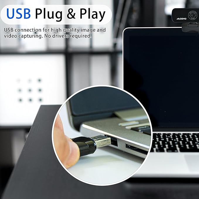 QWC 004 Full HD 1080p Webcam with Microphone 180° Rotatable USB Plug and Play Streaming Camera for PC/Mac/Laptop Zoom/Skype/Facetime/Meetings