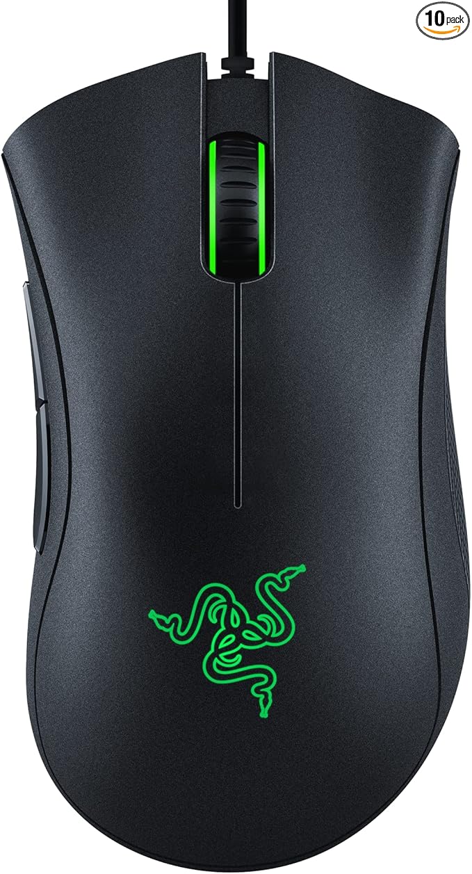 Razer DeathAdder Essential Gaming Mouse: 6400 DPI Optical Sensor - 5 Programmable Buttons - Mechanical Switches - Rubber Side Grips - Classic Black(Pack of 10)