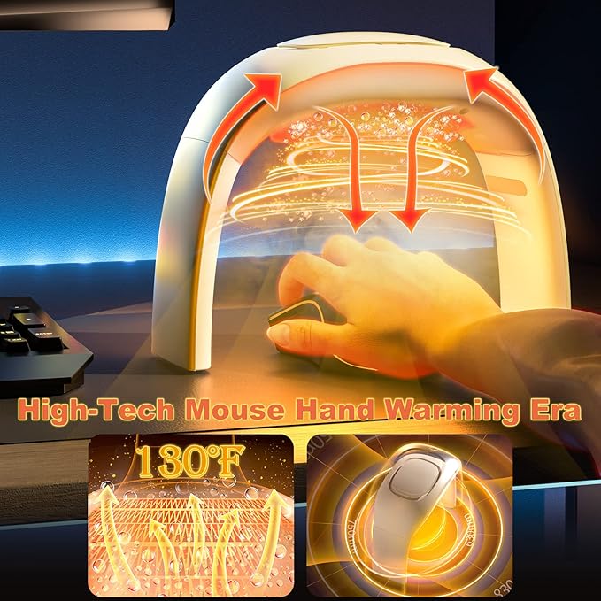 Heated Mouse Pad Hand Warmer [ Upgraded Chip Longer Lifespan] 110V Heated Desk Warmer for Office Gaming Adjustable Temperature with 5ft Cable Desktop Hand Warmer for Kids Men Women