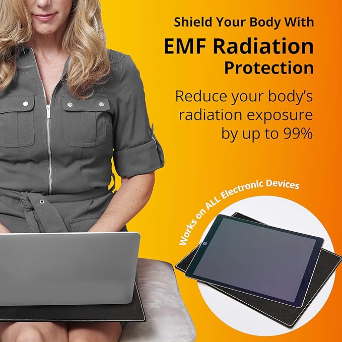 Shield Your Body - Laptop Lap Pad with SaferBody™ Anti Radiation Shield &amp Heat Shield Pad EMF Blocker Laptop Pad for Up to 14in.Wide Device (13.8 x 10.7 inches) Jet Black PU Leather Color