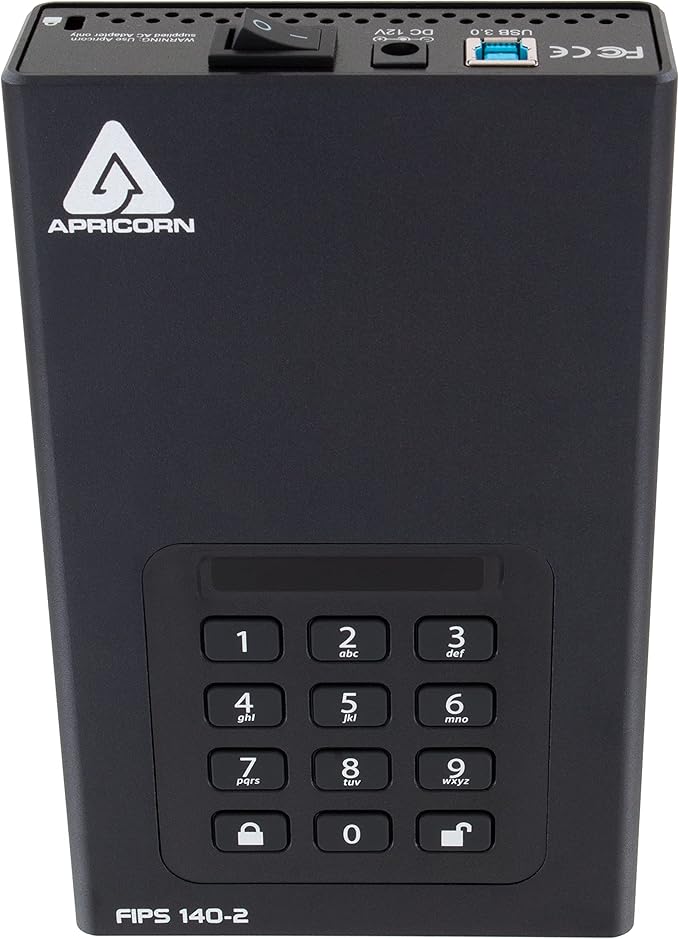 Apricorn Aegis Padlock DT 2TB USB 3.0/USB 2.0 External Hard Drive Black