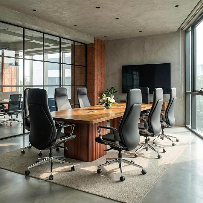 EUREKA ERGONOMIC Alto Leather Desk Chair Silicone Leather Office Chair with Wheels High Back Office Chair Executive Office Chair Comfy for Home &amp Office Black