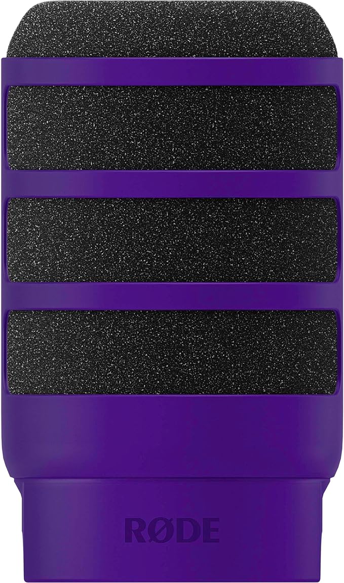 Rode PodMic Cardioid Dynamic Broadcast Microphone with WS14 PodMic Pop Filter - Purple