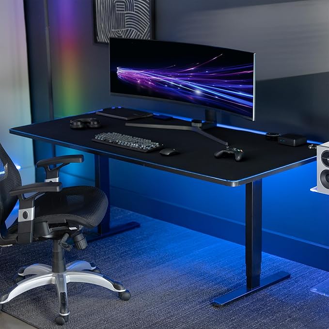 VIVO Extra Large 71 x 36 inch Full Size Desk Pad with RGB Lighting for Office Ambience and Immersive Gaming Oversized Mouse Pad Table Top Cover 12 Color Modes Non-Slip Base Black DESK-PAD72-36