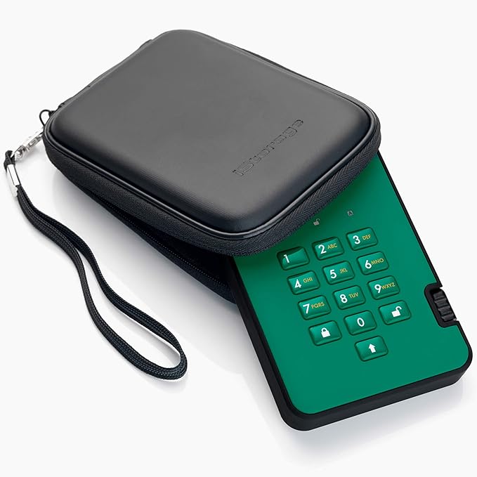 iStorage diskAshur2 HDD 1TB Green | Secure portable hard drive | Password protected | Dust &amp water resistant | Hardware Encryption