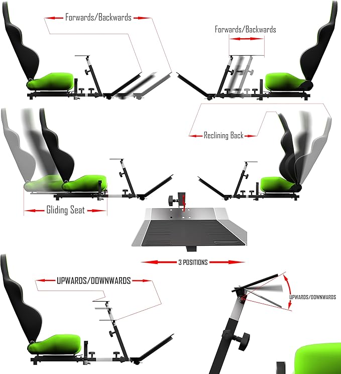 Advanced Racing Seat Driving Simulator Gaming Chair with Gear Shifter Mount Green