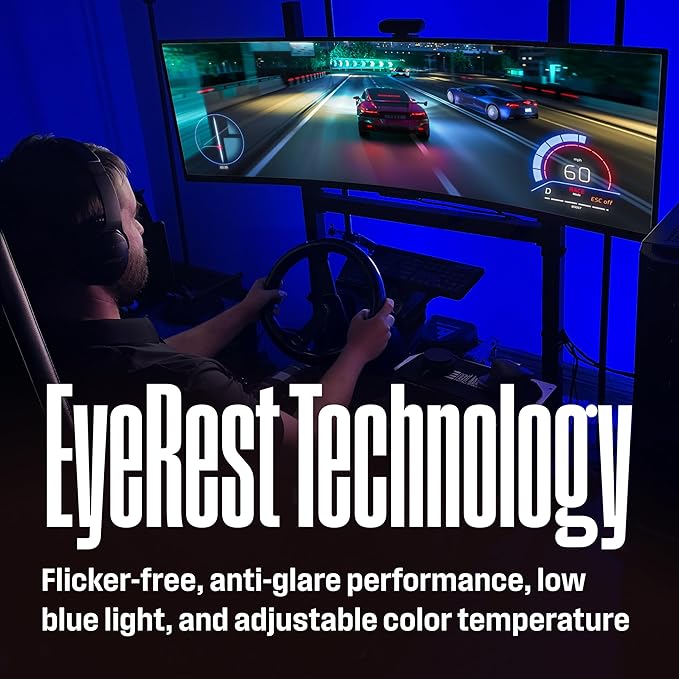 Westinghouse 49 Inch Curved Ultrawide QHD Gaming Monitor AMD FreeSync Premium Low Motion Blur R1800 Curve 5120x1440 for PC Games with Built in Speakers 2X DisplayPort 2X HDMI USB C