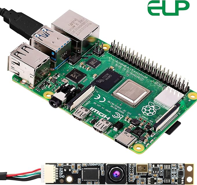 ELP 8mp USB Camera Module with Microphone 4K PC Camera for Computer 2448P Lightburn Camera for Laser Engraver Mini Strip Web Camera CCTV USB Security Camera for Raspberry Pi (102° no Distortion Lens)