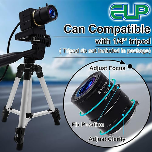 1080P USB Camera with Zoom 2.8-12mm Webcam Variable Focus PC Camera High Speed Mini UVC USB2.0 USB with Camera for Computer Industrial Video Close-up Camera 100fps 60fps Varifocal Lens Web Camera