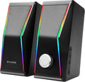 Nylavee Computer Speakers Hi-Fi Stereo Sound PC Speakers with Bluetooth 5.0 and 3.5mm AUX-in 14W AC Powered Built-in Equalizer Modes and RGB Lights for Desktop PC Monitor Laptop PS5 Xbox