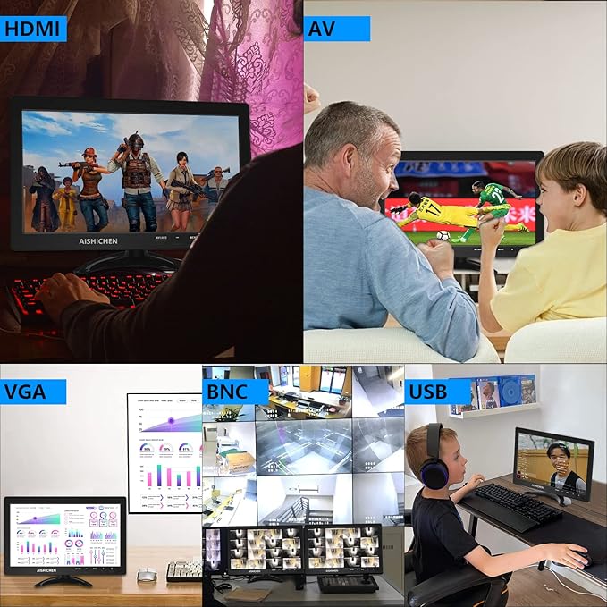 10.1 Inch Small Monitor Raspberry Pi Display Built-in Speakers Mini Screen1280 x 800 HDMI Monitor 60 Hz 5ms IPS Screen Display w/Remote Control HDMI VGA AV BNC Input(10.1-1280x800P)