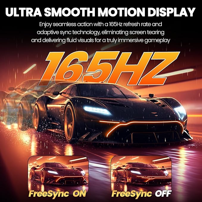 CRUA 34'' White Gaming Monitor 165HZ/144HZ WQHD(3440x1440P) IPS UltraWide Screen Computer Monitors with Built-in Speakers Supports FreeSync 120% sRGB HDMI 2.0 &amp DP 1.4 Wall Mountable Install