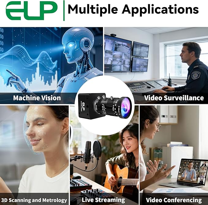 ELP High Speed 4K 60FPS USB Camera Manual Zoom Webcam for Computer Mini UVC 2160P USB3.0/2.0 Lightburn Cameras for Windows Linux Mac Pi 5-50mm 10X Varifocal IMX678 Web Cam for Laptop Jetson Nano