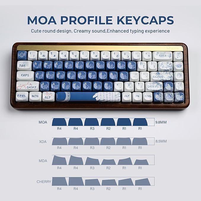 XVX Ceramic-Like PBT Keycaps MOA Keycap Sets Dye-Sublimation Keyboard Keycaps for Cherry Gateron MX Switches Mechanical Keyboards