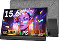 Travel Portable Monitor with Sleeve Bag 15.6 FHD 1080P Portable Screen for Laptop with Kickstand USB-C HDMI Second External Monitor Screen Extender for Laptop Mac Phone PS4/5 Xbox Switch - Black
