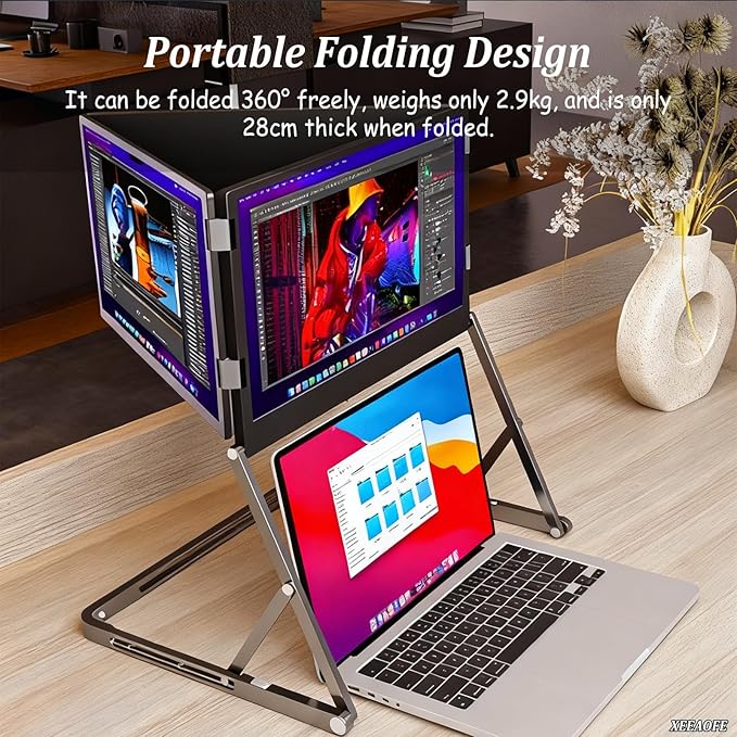 Triple Laptop Screen Extender Monitor 15.6 Quad Portable Screen FHD 1080P for Compatible with Windows/Mac