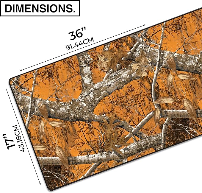 MPCO. Real Tree Large Gaming Desk Pad - 36 x 17 Aeroglyde Fabric Edge Orange – Without Logo Desk Mats - Non-Slip Washable Smooth Glide for Precision Gaming &amp Work