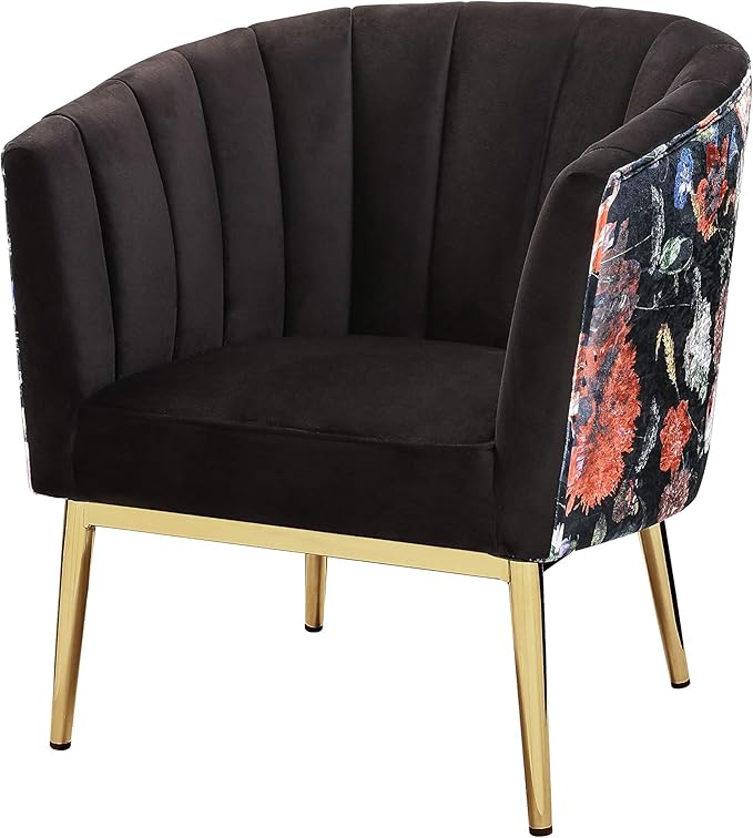 Gaming chair  Modern Ergonomic Chair Tub Barrel Arm Chair Velvet Upholstered Channel Tufted with Gold Metal Legs Accent Club Chair Computer Desk Chair for Home Office Living Reading Room Bedroom ( Co