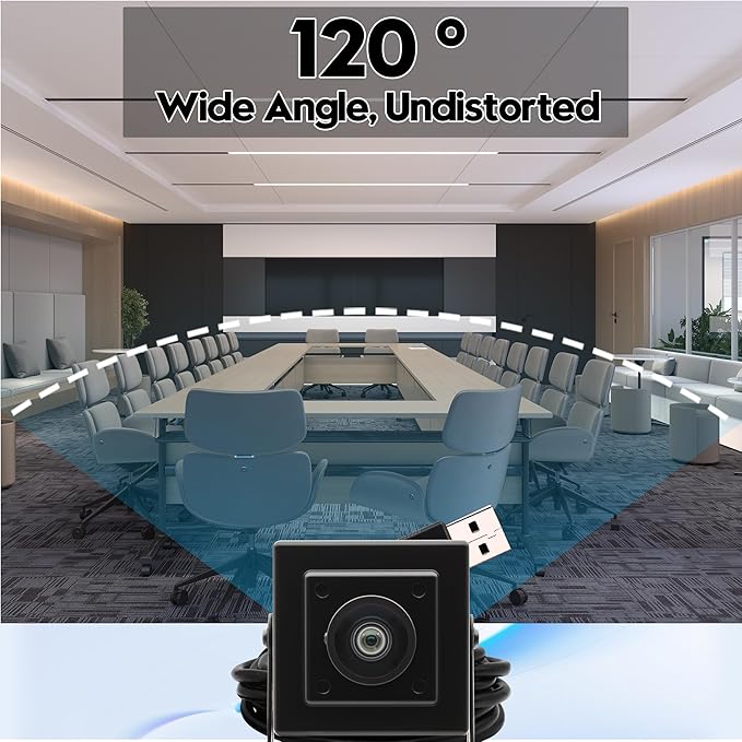 SVPRO 16MP USB Camer 120° Wide Angle Distortion-Free Webcam for Computer Laptop Embedded Video Camera with IMX298 Sensor for Machine Vision USB2.0 Industrial Camera for 3D Printer