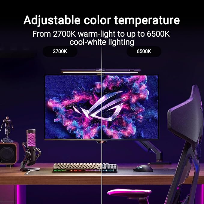 ASUS ROG Aura Monitor Light Bar (ALB01) - Asymmetrical Lighting bar 3 Modes RGB Lighting USB-C Patented clamp Magnetic Buckle Aura Sync Compatible DisplayWidget Center Quick Installation