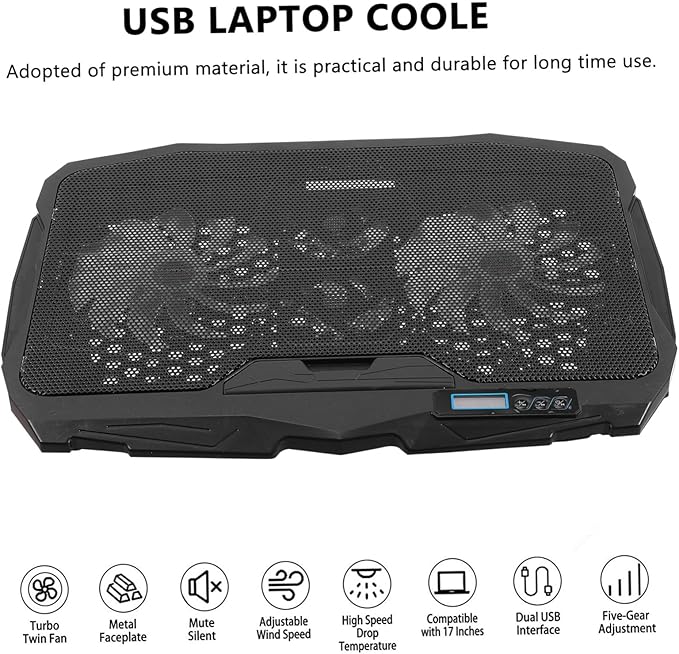 Gatuida Adjustable Laptop Cooler Stand Speed Silent Fan Metal Mesh Cooling Pad for Ergonomic Height Support Stable Ventilated Base for Cervical Spine Care Compatible with All Laptops