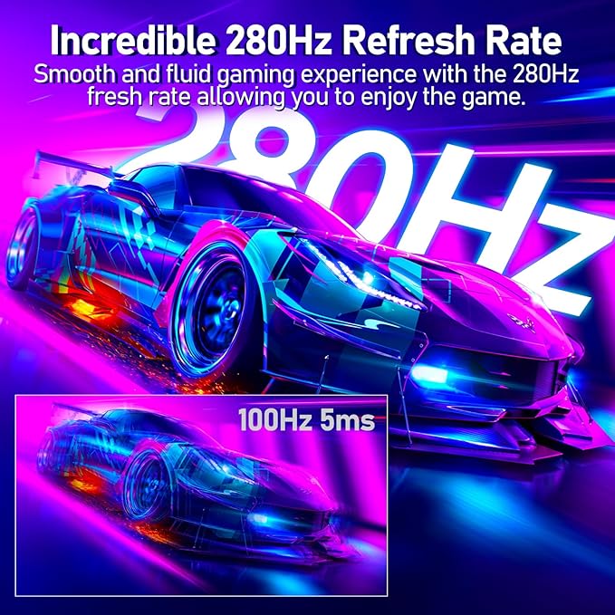 ZZA 27 Inch 280Hz Gaming MonitorFHD Curved Monitor240Hz Curved Monitor1ms Computer MonitorEye-Care Display with HDMIDPFreeSyncWall Mountable for Office and Home