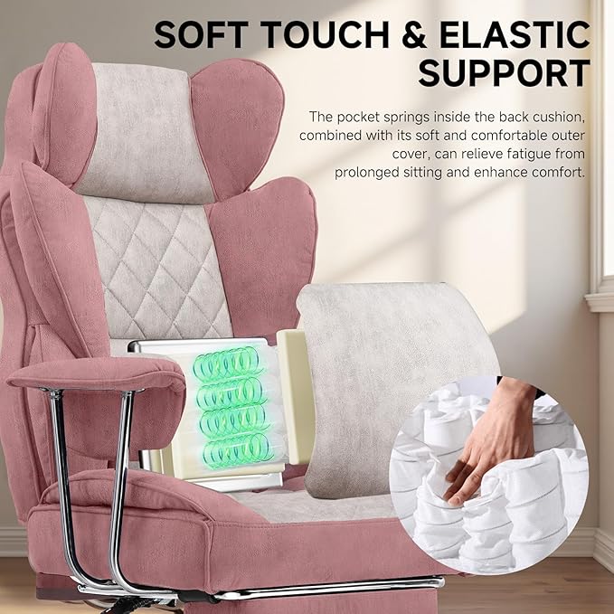 COMHOMA Big and Tall Gaming Chair with Pocket Spring Lumbar Support Ergonomic Office Chair with Footrest Executive Desk Chair with Outward Fixed Soft Armrests Computer Chair with High Back GYPK