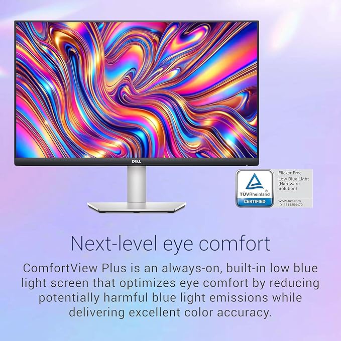 Dell 27 inch Monitor WQHD (2560x1440) 75Hz IPS Panel 4ms 99% sRGB AMD FreeSync VESA Low Blue Light 2 HDMI1 USB-C 2 USB-A 2x3W Speaker Ultra-Thin bezels Height/Tilt/Swivel/Pivot White