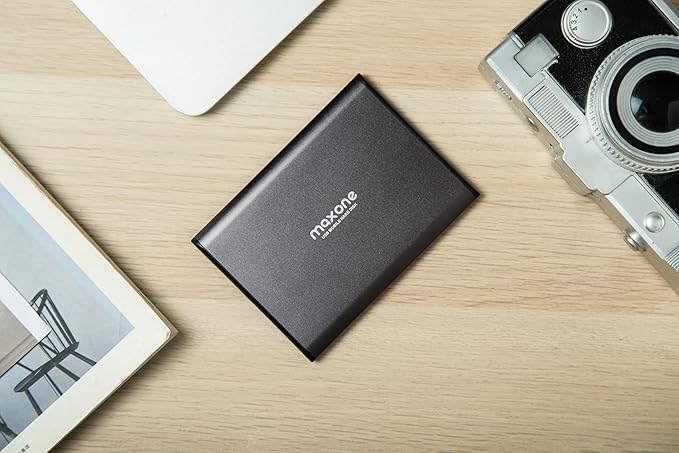 Maxone 500GB Ultra Slim Portable External Hard Drive HDD USB 3.0 Compatible with PC Laptop Charcoal Grey