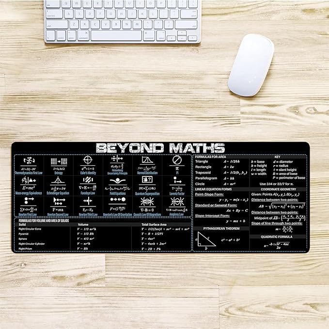 Beyond Maths Mouse Pad – FormulaFlow Study Mat All-in-One Math &amp Physics Cheat Sheet Desk Pad for Students &amp STEM Lovers Essential Computer Accessories for Study Work and Reference Purpose