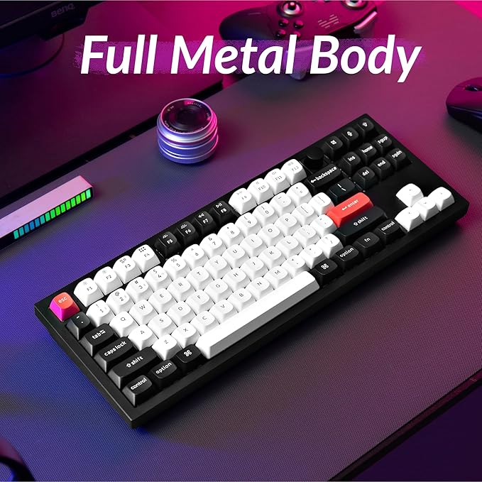 Keychron Q3 HE Wireless Custom Mechanical Keyboard 2.4 GHz/Bluetooth/Wired QMK Rapid Trigger 80% TKL Hot-Swappable Programmable RGB Gateron Double-Rail Magnetic Switches for Mac Windows Carbon Black