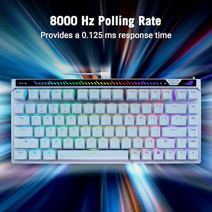 ASUS ROG Falchion Ace 75 HE Wired Analog/Hall Effect Gaming Keyboard – 75% TKL USB Hot Swappable HFX V2 Magnetic Switch Rapid Trigger 8KHz Polling ABS Keycap Carry Case Web-based Config – White