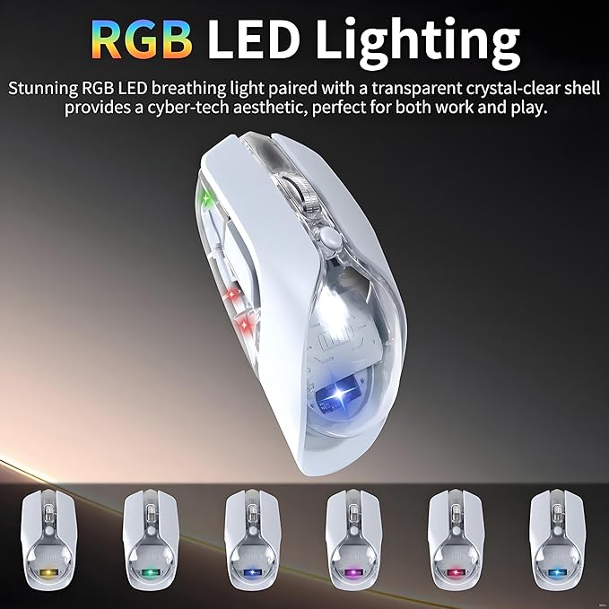 Wireless Mouse-3 Modes: 2.4G Bluetooth &amp USB-C Wired Silent RGB Type-C RechargeableBattery Display Magnetic Shell Ideal for Gaming &amp Office Use Compatible with Laptops &amp MacBooks (