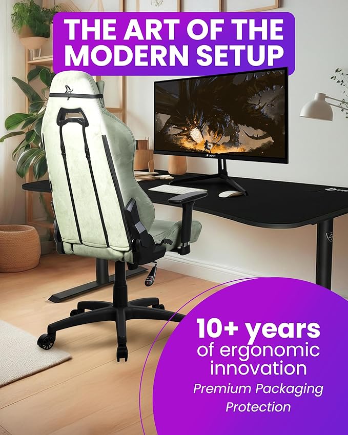 Arozzi Torretta Gaming Chair - Super Soft Ergonomic Gaming Chairs for Adults Adjustable Backrest with Neck &amp Lumbar Pillows - Swedish Design Home Office setup Professional Computer Chairs Forest