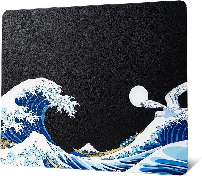 XVX Glass Mouse Pad for Gaming Black Coral Sea Hard Gaming Mousepad Professional Large Mouse Mat 410mm*310mm Special Glass Surface with Improved Precision and Speed