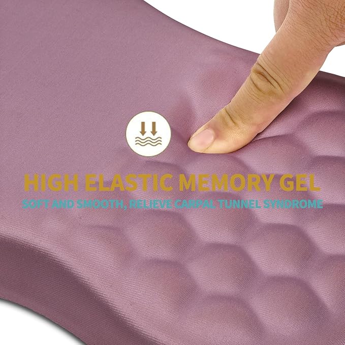Hokafenle Ergonomic Mouse Pad Wrist Support with Massage Design Wrist Rest Pain Relief Mousepad with Memory Foam&ampNon-Slip PU Base Mouse Pads for Wireless Mouse &amp Desk (12x8 inchDark Pink)