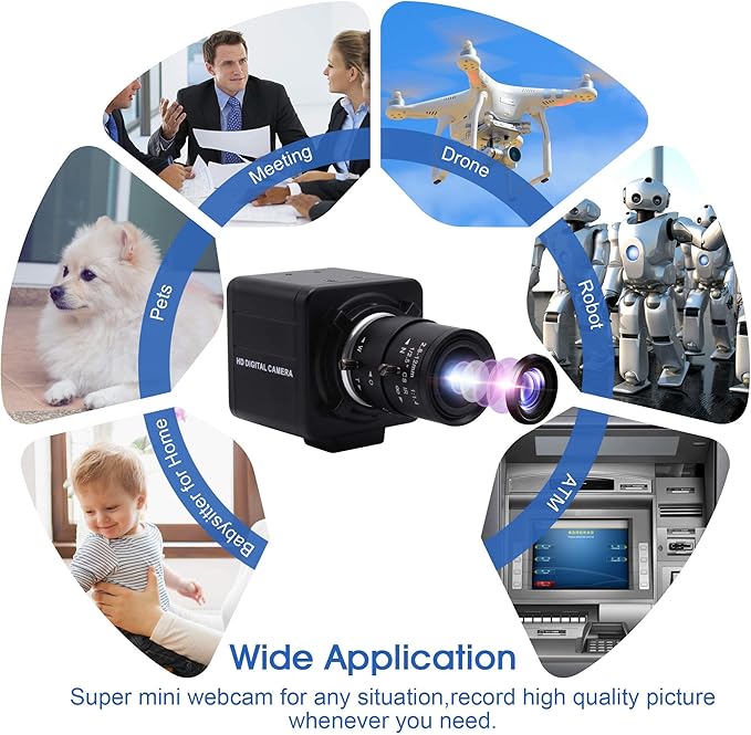 USB Camera 4K Ultra HD Mini Webcam with 2.8-12mm Optical Zoom Lens Camera High Speed USB2.0 30FPS Web Camera for MacWindowLinuxAndroid