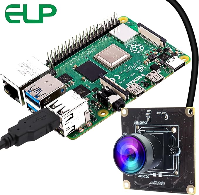ELP 1080P 120fps USB Fisheye Camera Module for Computer 12MP PC Camera Wide Angle Web Camera for Desktop Computer Industrial Embedded USB Security Camera Mini Lightburn Camera for Raspberry Pi