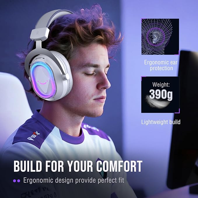 FIFINE XLR/USB Dynamic Microphone with Over-Ear Headset Bundle Gaming Mic and Headset Set with RGB Volume Control 7.1 Surround Sound Game Chat Balance Compatible with PS4/PS5/PC-AM8W+H13WP