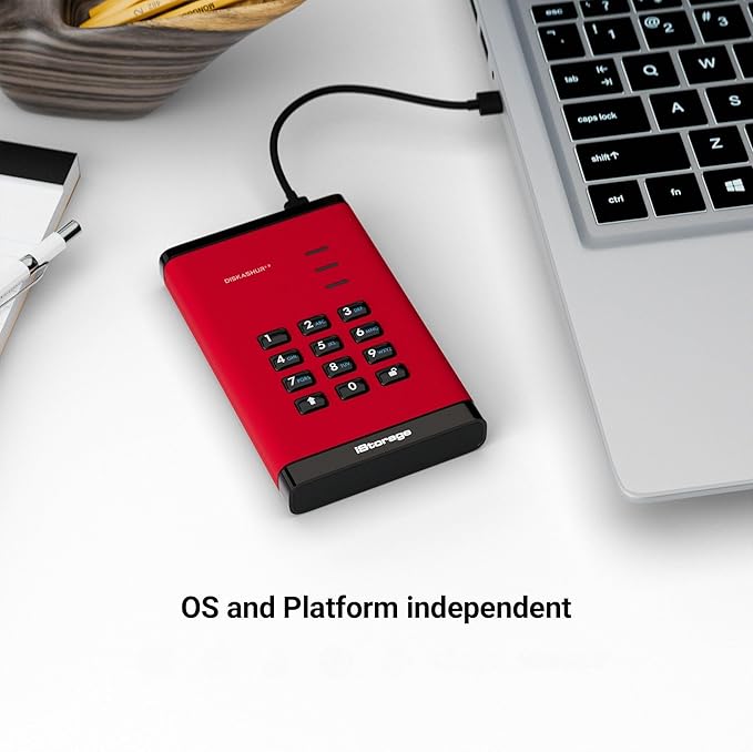 iStorage diskAshur3 SSD 512GB Red - Secure Portable Solid State Drive - Password Protected - Dust &amp Water Resistant - Hardware Encryption