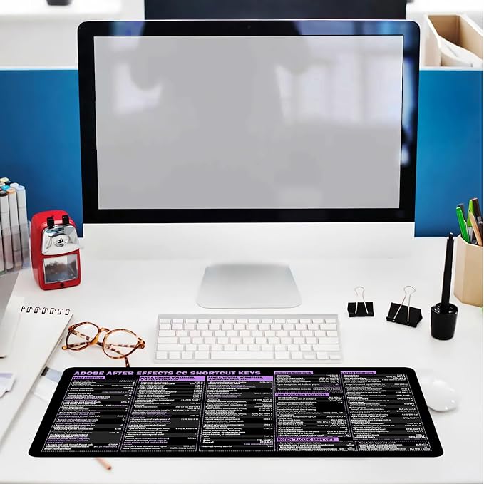 After Effects Cheat Sheet Mouse Pad Mouse Mat KMH Mousepad for Editors Producers Large Desk Mat Gift for Adobe AE Users Essential Computer Accessories for Study Work and Reference Purposes