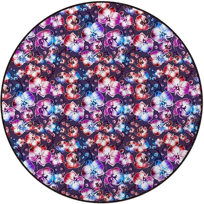 Multicolor Round Area Rug Washable Indoor Throw Rugs for Living Room Bedroom Petals Arranged in Vortex Abstract Swirling Diameter 39.4 in
