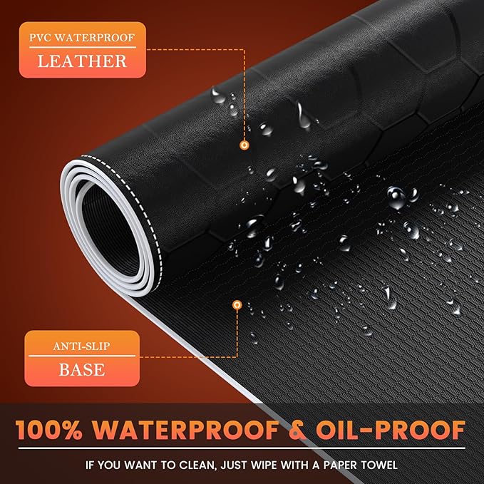 iLeadon Heated Mouse Pad Electric Warm Desk Pad with 3 Heating Levels &amp 3 Auto Shut-Off Levels 35.4 x 15.7 Large Safe Desk Mat Hand Warmer for Home Office Work Honeycomb Black