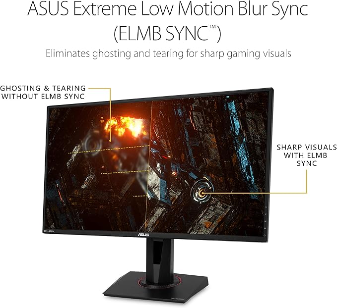 ASUS TUF Gaming 27 2K HDR Gaming Monitor (VG27BQ) - QHD (2560 x 1440) 165Hz (Supports 144Hz) 0.4ms Extreme Low Motion Blur Speaker G-SYNC Compatible VESA Mountable DisplayPort HDMIBlack