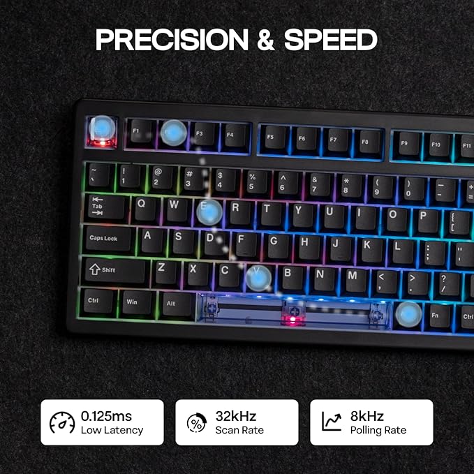 EPOMAKER HE80 Hall Effect Gaming Keyboard 8K Polling &amp 32K Scan Creamy Gasket DKS SOCD Hot-Swappable RGB Backlit Wired Gaming Keyboard for PC &amp Mac (Black)